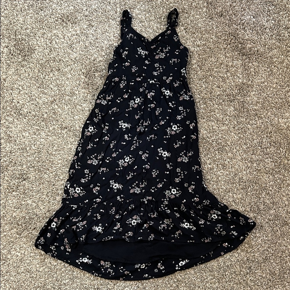 Abercrombie Kids Black Floral High Low Dress